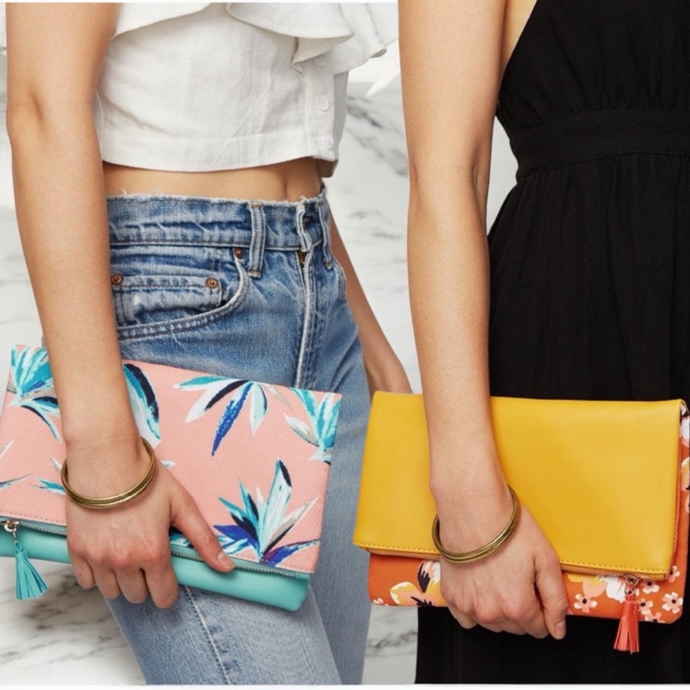 Rachel Palley: VEGAN LEATHER & CANVAS CLUTCH